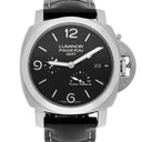 Panerai Luminor 1950 3 Days GMT 44mm Stainless Steel With Black Leather Watch Black Dial pam00321