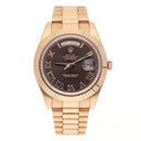 Rolex 41mm Day-Date 218235 18K Everose Gold President Bracelet Chocolate Dial