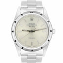 Rolex Air King 34mm 14010 Silver Dial Engine Turned Bezel Steel Mens Watch