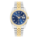 Rolex Datejust 116233 36mm Blue Stick Dial Fluted Bezel Two Tone Watch
