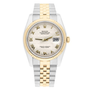Rolex Datejust 36 Gold and Steel 116233 Ivory Pyramid Roman Dial Jubilee Watch