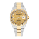 Rolex 126233 Datejust 36mm Two-Tone Yellow Gold Fluted Bezel Champagne Dial
