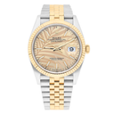 Rolex Datejust 126233-0037 36mm Two-Tone Yellow Gold Fluted Bezel Palm Motif Dial