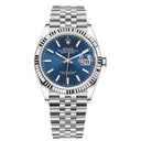 Unworn Rolex Datejust 126234-0017 Stainless Steel and White Gold Watch with Blue Index Dial Jubilee