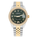 Rolex Datejust 178383 Stainless Steel & 18K Yellow Gold 31mm Diamond Bezel Green Dial