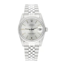 Rolex Datejust 31mm Silver Stick Dial Stainless Steel Watch White Gold Bezel
