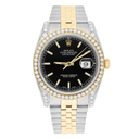 Rolex Datejust 36 Gold/Steel 116233 Black Index Dial Jubilee Band Diamond Watch