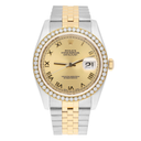 Rolex Datejust 36 Gold & Steel 116233 Champagne Roman Dial Diamond Bezel Jubilee Watch