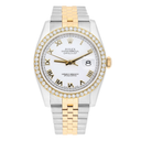 Rolex Datejust 36 Gold/Steel 116233 Diamond Bezel White Roman Dial Jubilee Band Watch