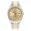 Rolex Datejust 36mm 116243 Stainless Steel and Yellow Gold Factory Diamond Bezel Champagne Diamond Dial