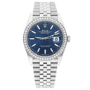 Rolex Datejust 36mm Steel Jubilee Blue Index Dial Diamond Bezel 126284RBR