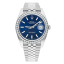 Rolex Datejust 41 126300 Steel Watch Blue Index Dial Diamonds Mens Jubilee Band