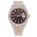 Rolex Datejust 41mm 126331 Rose Gold and Stainless Steel Fully Iced Out Watch
