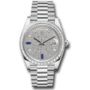 Rolex Day Date Baguette Bezel 228396tbr-0021 40mm President Platinum With Pave Diamond Dial Men's Watch 2024