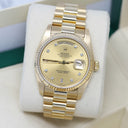 Rolex Day-Date Presidential Yellow Gold Watch Factory Champagne Diamond Dial 18238 Double Quick-Set