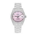 Rolex Datejust 31mm - 178240 Stainless Steel Pink Dial Fully Iced Out