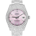 Rolex Datejust 31mm - 178240 Stainless Steel Pink Dial Fully Iced Out
