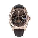 Rolex Sky-Dweller 42mm 326135 Rose Gold With Brown Leather Strap Chocolate Arabic Dial 2018