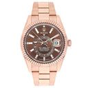 Rolex Sky-Dweller 336935-0006 Fluted Bezel Chocolate Index Dial Jubilee Bracelet Rose Gold Watch 2024