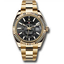 Rolex Sky-Dweller 42mm Oyster 326938 Yellow Gold Watch Black Index Dial Never Worn
