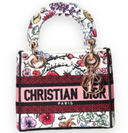 Dior - Canvas Florilegio Embroidered Mini Lady D-Lite White