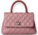 Chanel - Coco Handle Small Flap Bag Pink Caviar Leather/Lizard Top Handle  (Pre-Owned)