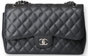 Chanel - Jumbo Caviar Double Flap Black/Silver (Pre-Owned)