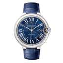 Cartier Ballon Bleu De Cartier  Stainless Steel with Blue Leather 42mm Watch WSBB0027 with Silver Dial 2024