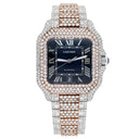 Cartier Santos De Cartier Custom Diamond Iced Out Stainless Steel and Rose Watch