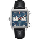 Tag Heuer CAW211P.FC6356 Monaco Automatic Chronograph 39 mm Steel Case Blue Dial Leather Strap Watch 2024