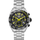 Tag Heuer Formula 1 Chronograph Quartz 43 mm Steel Case CAZ101AG.BA0842 Lime Yellow Accented Grey Dial Steel Bracelet Watch 2024