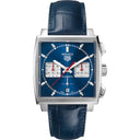 Tag Heuer Monaco Automatic Chronograph Watch 39 mm Steel Case CBL2111.FC6453 Blue Dial Alligator Leather Strap 2024