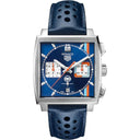 Tag Heuer Monaco X Gulf Automatic Chronograph CBL2115.FC6494 Steel Case Blue Dial Leather Strap Watch 2024