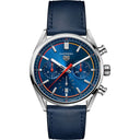 Tag Heuer Carrera CBN201D.FC6543 Chronograph Watch 42 mm Steel Case Blue Dial Leather Strap Watch 2024