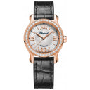 Chopard Happy Sport Black 274893-5002 Rose Gold with Black Leather Watch