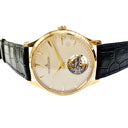 Jaeger LeCoultre Master Ultra Thin Tourbillon Q1322410 Rose Gold with Black Leather Watch Beige Dial