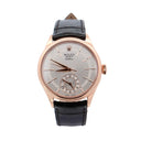 Rolex Cellini Dual Time 50525 39mm Rose Gold with Silver Dial Watch 2016