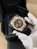 Audemars Piguet Royal Oak Chronograph 26331OR.OO.D315CR.01 Blue Dial Blue Leather Rose Gold Watch