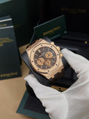 Audemars Piguet Royal Oak Chronograph 26331OR.OO.D821CR.01 Chocolate Dial Brown Leather Rose Gold Watch