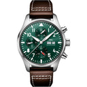 IWC Pilot's Watch Chronograph IW378005 Stainless Steel Case Green Dial Brown Leather Strap Watch 2024