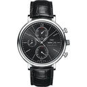 IWC Portofino Chronograph 42mm IW391029 Stainless Steel With Black Leather Watch Black Dial 2024