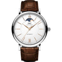 IWC Portofino Automatic Moonphase 40mm IW459401 Stainless Steel With Brown Leather Watch Silver Dial 2024