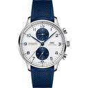 IWC Portuguese Stainless Steel 41mm Blue Rubber Strap Silver Dial IW371620 Watch 2024