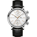 IWC Portofino Chronograph IW391406 Stainless Steel 39mm Black Leather Silver Dial Watch 2024