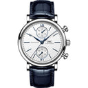 IWC Portofino Chronograph IW391407 Stainless Steel Blue Alligator Watch Silver Dial 2024
