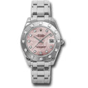 Rolex Lady-Datejust Masterpiece 81319 34mm White Gold with 12 Diamond Bezel Watch Pink MOP Diamond Dial 2024