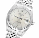 Rolex Datejust 31mm Silver Index Dial Stainless Steel Watch White Gold Bezel 68274
