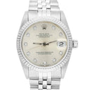Rolex Datejust 31mm 68274 Silver Diamond Dial Stainless Steel Watch White Gold Bezel