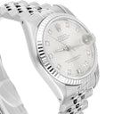 Rolex Datejust 31 Silver Diamond Dial Stainless Steel Watch White Gold Bezel 68274