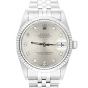 Rolex Datejust 31 Silver Diamond Dial Stainless Steel Watch White Gold Bezel 68274